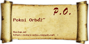 Poksi Orbó névjegykártya